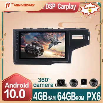 A Honda Fit RHD 2014 + Androidos Autó Multimédia Rádió DVD-Lejátszó 360 Panoráma Kamera PX6 4G+64 gb-os Autós GPS Navigáció DSP Carplay