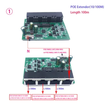 1+3Port modul POE Extender, IEEE 802.3 af/a PoE+ Szabványos, 10/100Mbps POE Repeater 100-500 méter(328 ft), a Bővítő modul