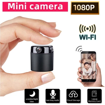 1080P Mini Kamera, Wifi Vezeték nélküli Akkumulátoros Kis Cam 355 Fokos Vízszintes Forgási Biztonsági Rendszer