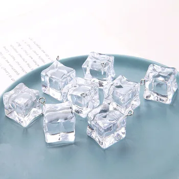 10db Átlátszó jégkocka Akril Medál Charm 3D Geometriai Jég Varázsa A Divat Ékszerek Tartozék Fülbevaló, Kulcstartó Úszó
