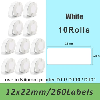 10rolls 12x22mm Fehér Címkét, Matricát Niimbot D11 Nyomtató Papír Tekercset Niimbot Labeller D110 D11 címkenyomtató