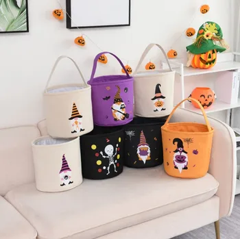 2021 Legújabb Divat Halloween Candy Tote Bags Élénk Színek, A Minta Nyomtatott Vad Ünnepi Stílus Csövű Táska Fiúk Lányok