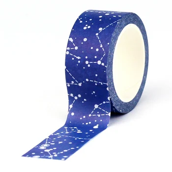2023 ÚJ, 1X 10M Dekor Kék Csillagkép Washi Felvételeket Japán Papír Scrapbooking Lap Ragasztó Szalaggal Aranyos Papíráru