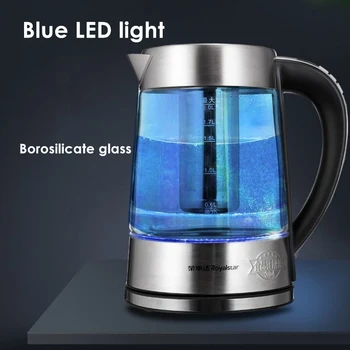 220V 2L Kék LED Elektromos Üveg Víz Vízforraló 1500W A Tea, Kávé Hőmérséklet-szabályozás & Tartani-Meleg Funkció