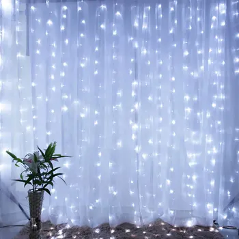 3x3M 304 LED Esküvői Tündér Fény Karácsonyi Koszorú LED Függöny String Lámpák Kültéri Új Év, Szülinapi Parti Kert, Dekoráció
