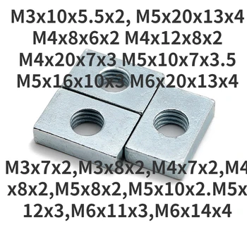 50pcs Tér Dió M3 M4 M5 M6 M8 Téglalap alakú Nuts GB39 Alumínium Profil Tartozék Csúszka Blokk Vékony Szén-Acél Süllyesztett Dió