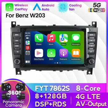 7862 2 Din-8-Core 4G LTE autórádió Android 11 Autoradio Multimédia Lejátszó Mercedes Benz C Class W203/CLC Carplay AUTO WIFI