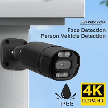 A 4K 8MP/5MP Kültéri Védelem, Biztonsági Kamera iptv Arcát Személy Elismerés 4MP Fém Ház, kétirányú Audio