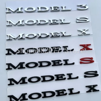 A MODELL 3 MODELL S MODELL X Betű szimbólum Tesla Autó Stílus Beszerelés, Nagy Teljesítményű Csomagtartóban Logó Matrica Króm Fekete Piros