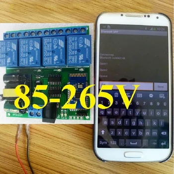 AC 85V-265V 220V 4 CSATORNA Bluetooth-kompatibilis Relé Android alkalmazás Vezeték nélküli Távirányító a Smart Home Motoros LED Autó Hozzáférés