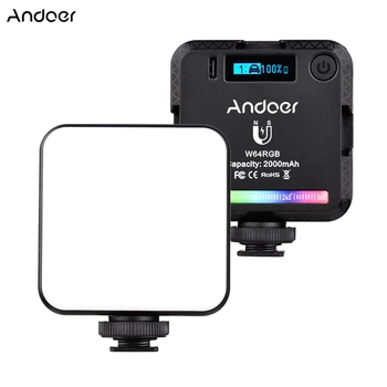 Andoer W64RGB Mini RGB LED Videó Fény Újratölthető Fotózás Fényt CRI95+ 2500K-9000K Szabályozható 20 fényhatások