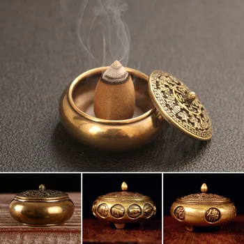 Antik Réz Három Lába Van Írj Fejét Censer Író Mini Díszek Ősi Kínai Szörnyeteg Censer Fedezze Tömör Réz Tea Asztal Dekoráció