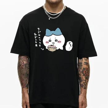Aranyos Chiikawa Póló Férfi Harajuku Esztétikai Grafikus Kawaii Tshirt Unisex Anime Rajzfilm Vicces Streetwear Pamut Póló Korea