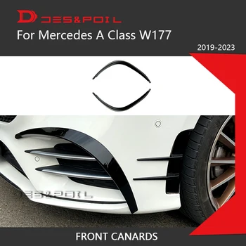 Autó Első Lökhárító Spoiler Ajak Spoiler Diffúzor Őr Mercedes Benz W177 A-Osztály A260 A35 AMG 2019 2020-ig Szén-dioxid-Nézd, Fekete