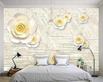 beibehang Háttérkép, egyedi falfestmény, háttérkép, 3D-s high-grade dombornyomott virágok nappali freskó TV háttér fal Cucc de parede