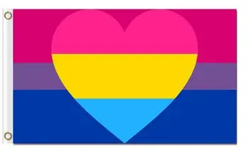 Biszexuális pansexuality színes szív nyomatok 3x5ft egyéni büszkeség zászlók