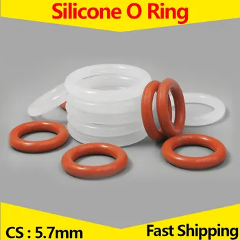 CS 5.7 mm-es hőálló Élelmiszeripari Szilikon O-Gyűrű,VMQ Fehér/Piros Gumi Tömítés O-Gyűrű,Vastagság 5.7, OD 28 - 400mm