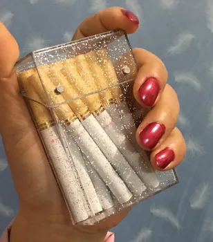 Divat Női Finom Füst a Cigaretta Esetében A Csillogó Ultra-vékony testre Szabott Műanyag 20 Botok Csomagolás