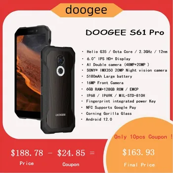 DOOGEE S61 Pro Masszív Telefon IP68/IP69K 6.0