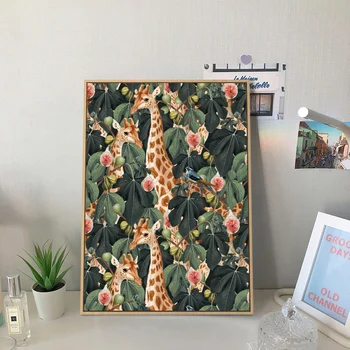 Egyszerű Északi trópusi növények zsiráf virágok táblázat freskó gyermekek dekorációs festmény, kép lógott a festmény core