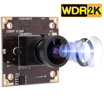 ELP 2MP/3MP WDR H. 264 30fps széles látószög 170 fokos halszem Objektív Ingyenes driver UVC Mini Webkamera PCB fedélzeti Kamera Modul Linux