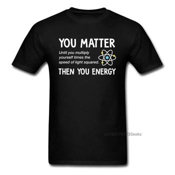 Fontos, Hogy az Energia a Fizika T-shirt Geek Elegáns póló Férfi Nyári Pamut Felsők Pólók Fekete Ruhát Slim Fit Tshirt