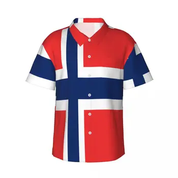 Férfi rövid ujjú Zászló, Norvégia ing, alkalmi strand ruhák személyiség maximum