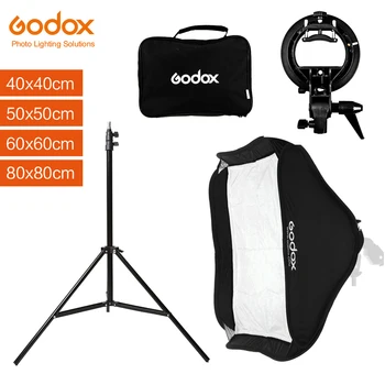 Godox 80 x 80 cm 31 x 31in Flash Speedlite Softbox S típus Konzol Bowens Mount Kit + 2m Világos Állni a Kamera Fényképezés
