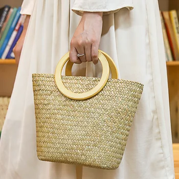 Handwoven szalma szőtt női táskák divatos kezében kis táskák