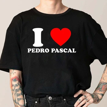 Imádom Pedro Pascal Betűkkel Nyomtatott Szerelmes Szív Női póló Pamut O Nyak Graphic Tee Hip-Hop Tshirts 2000-es évek Grunge Női Felsők