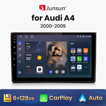 Junsun V1 AI Hang Vezeték nélküli CarPlay Android Auto Rádió Audi A4 2000-2009 Seat Exeo 4G Autós Multimédia GPS 2din autoradio
