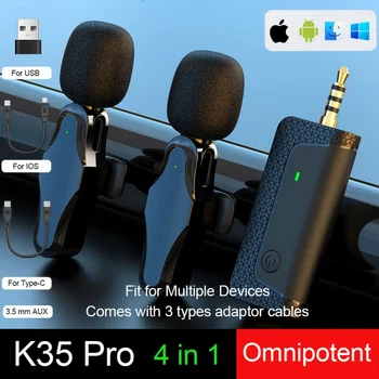 K35pro Vezeték nélküli Mikrofon, Csiptetős Warles Mickrofon Micro K35 Mini Hajtóka K 35 Pro Mikrofon a Kamera Sejt Mobiltelefon, Videó rögzítése