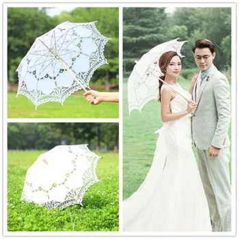 Kézműves csipke esernyő, csipkés napernyő, rajongói beállított esküvői menyasszonyi ernyő