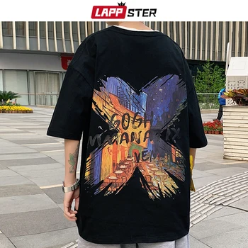 LAPPSTER-Ifjúsági Japán Streetwear Kereszt Vicces Pólók 2023 Túlméretezett koreai Divat Póló Harajuku Pamut Alkalmi Póló