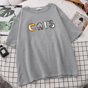 Levelek Alkotják A Macskák Nyomtatás Férfi Tshirts Kreativitás Alkalmi Póló Lágy Túlméretes Pólók Utcán S-Xxxl Férfi Streetwear