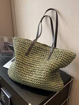 Luxus Design Szalma Szőtt Tote Bags Nyári Alkalmi Nagy Kapacitású Táskák Új Divat Strand A Nők Vállát, Egyszerű Stílus, Vásárlás