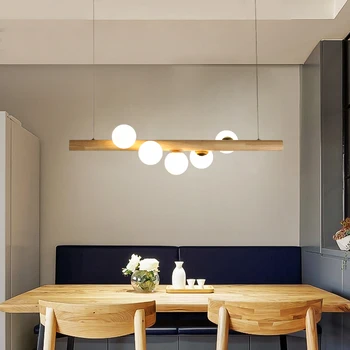 Lámpa LED Medál Fény Étterem Csillár Skandináv stílus napló fa, gabona, bab szilárd egyszerű kocsmai sztriptíz étterem