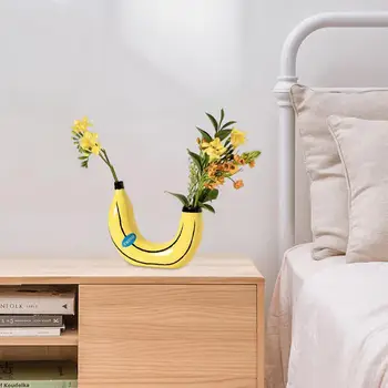 Műgyanta Egyedi Stabil Bázis Banán Virágcserép Fényes, Sárga Színű, Háztartási Kellékek