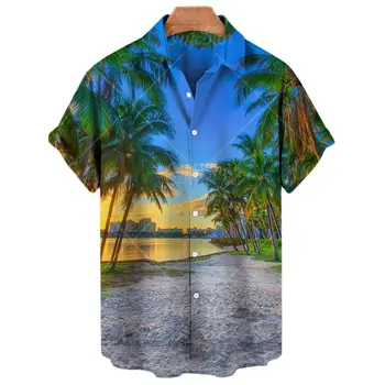 Nyáron Új Férfi Hawaii Ing, Semleges Beach Stílus Divat Alkalmi, Rövid Ujjú, Kényelmes, Lélegző Túlméretezett Ing