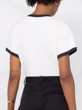 Női T-Shirt Csiga Gyöngyfűzés Szín Kontraszt Rövid Ujjú O-Nyak Alkalmi Pulóver