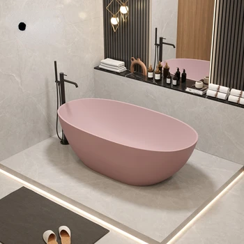 Rózsaszín Műkő Fürdőkádban Internet Celebrity Hotel Mély Buborék Bed & Breakfast Pár Kád