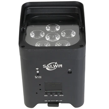 Sailwin Akkumulátor Par LED Uplighting IR WiFi App DMX512 Vezérlés, Vezeték nélküli 6x18W RGBWAP 6in1 Disco Dj Esküvő Party Színpadi Világítás