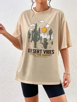 Sivatagi Rezgéseket Érzem, A Naplemente A Sivatagban Állami Pamut Póló Felső Egyéni Nyáron Tshirt Kényelmes, Puha Póló Felső Túlméretezett Tshirts