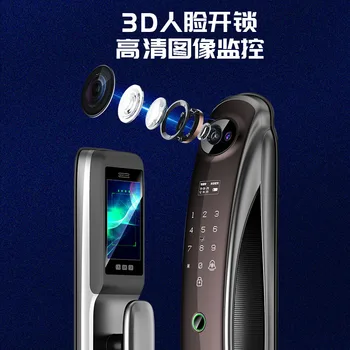 Smart 3D-s Arc Ajtó Zár Biztonsági Arc & Kamera Monitor Intelligens Jelszót Ujjlenyomat Biometrikus Elektronikus Kulcs Kinyit