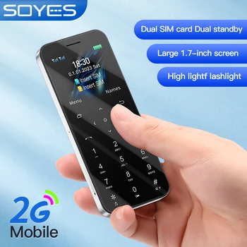 SOYES A8-as Mini Telefon 1.77 inch kijelző 1000mAh kettős kártya dual vár zseblámpa telefon