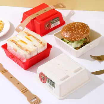 Szendvics Doboz Snap-on Csat Nagy Kapacitású Élelmiszer Osztályos Tanulók Bento Box Hordozható Hamburger Tároló Konténer Napi Használata