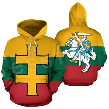 Tessffel Retro NewFashion Litvánia Ország Zászló Pulóver Streetwear Vicces Melegítőben Harajuku 3DPrint Cipzár/Pulcsik/Dzseki S-2