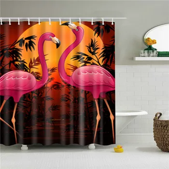 Trópusi Állat Flamingo Szövet Vízálló Poliészter zuhanyfüggöny Fürdőszobai Függöny Fürdő Függöny lakberendezés kampós
