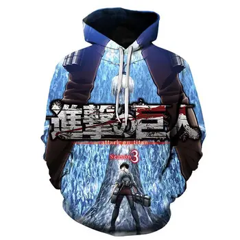 Támadás a Titánon 3D nyomtatás Férfi Kapucnis Anime kapucnis felső Férfiak Nők Streetwear Pulóver Harajuku Pulóver Ruha