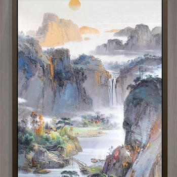 wellyu Egyéni nagyszabású falfestmény, 3d háttérkép Kínai tájkép olajfestmény Kínai stílusú Kínai festészet háttérképet